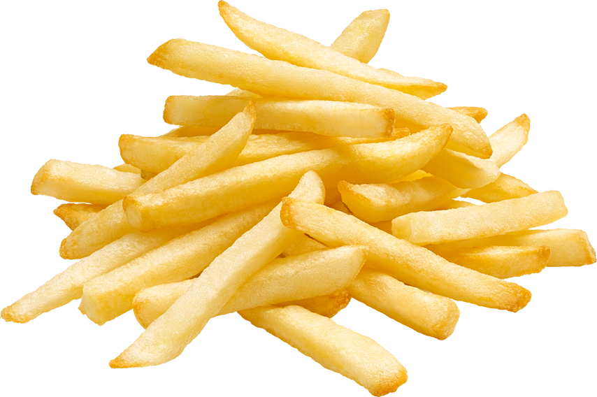 Stacked french fries isolated